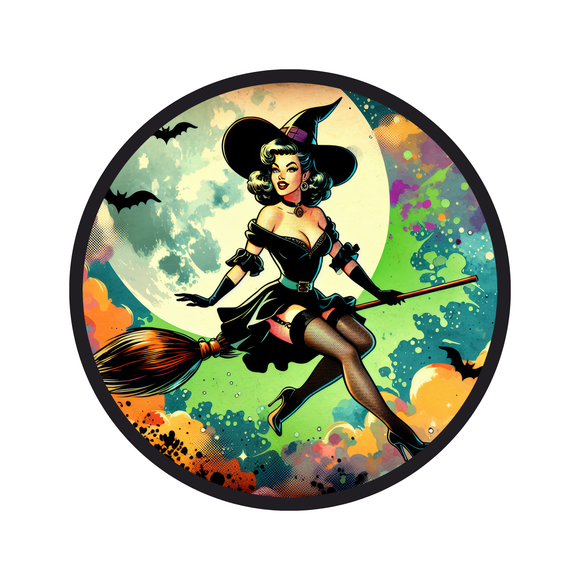 Retro Witch Halloween wreath sign
