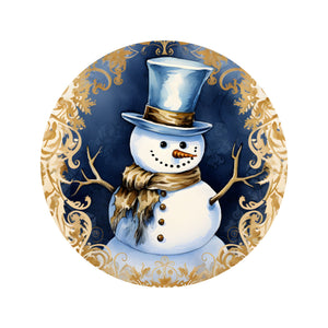 Blue & Gold Snowman Wreath rail
