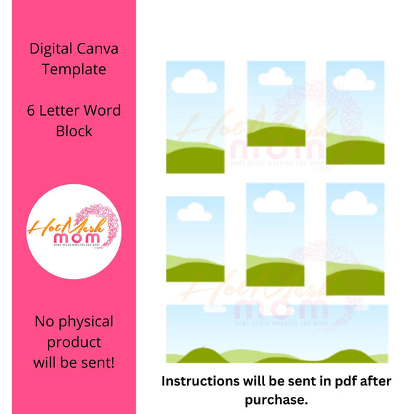 Digital Paper Canva Template - 6 letter word block