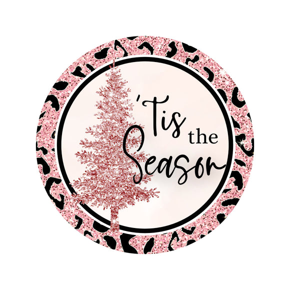 Tis the Season pink wreath sign
