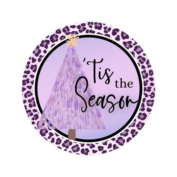 Tis the Season purple wreath sign