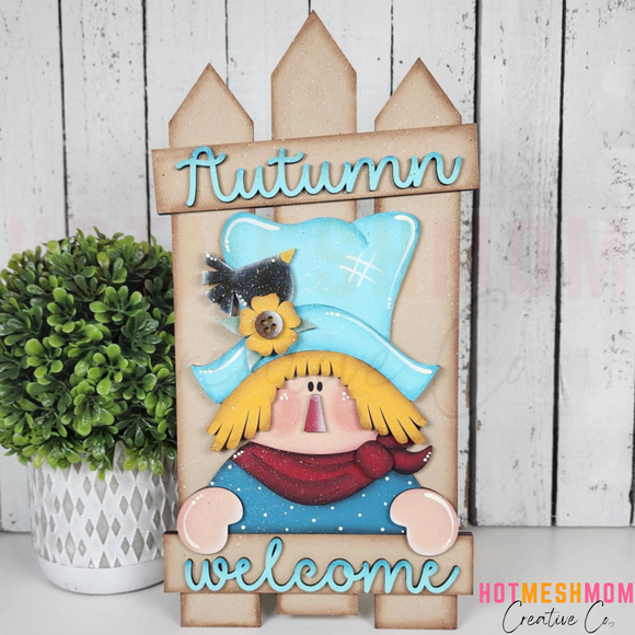 Fall Scarecrow Fence Sign