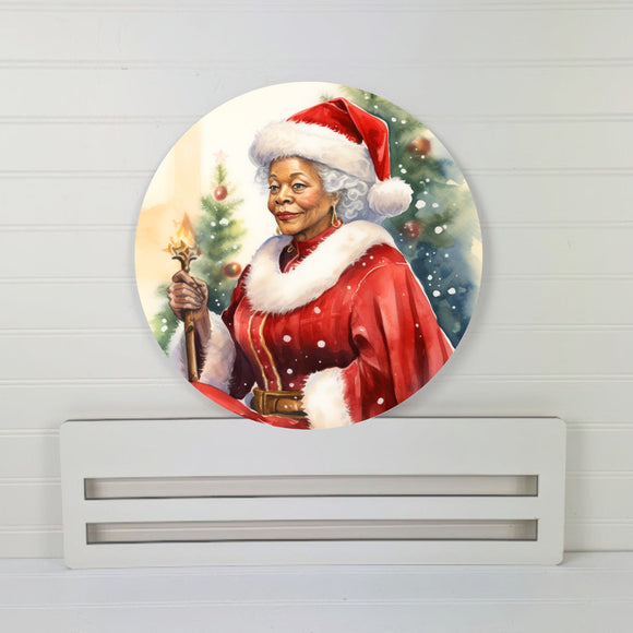 Tan Mrs Claus Wreath rail