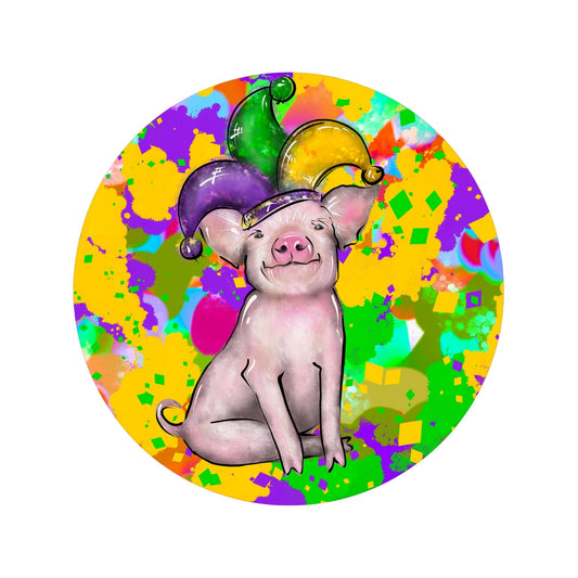 Mardi Gras Pig wreath sign