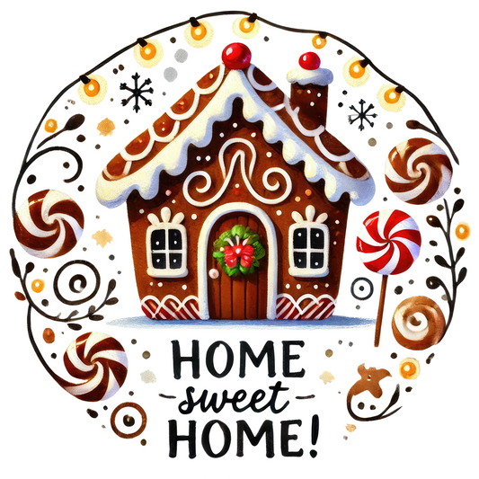 Home Sweet Home gingerbread house wreath sign