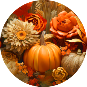 Fall floral pumpkins wreath sign