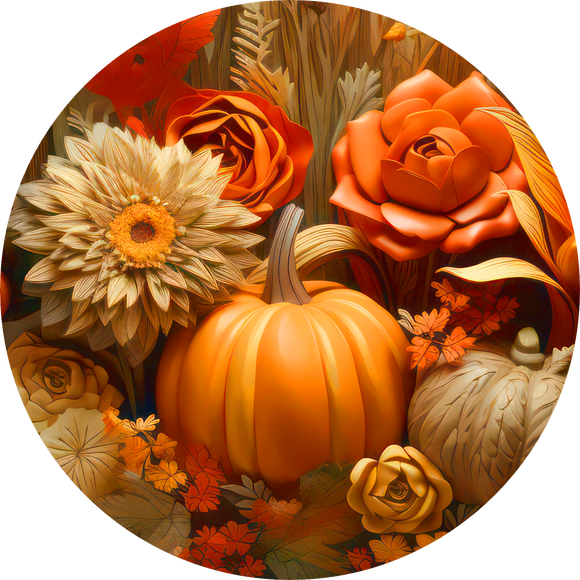 Fall floral pumpkins wreath sign