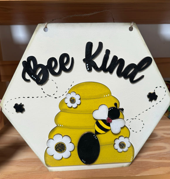 Bee Kind honeycomb 3D sign