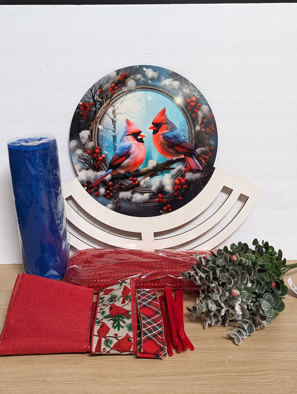 Winter cardinal wreath rail - KIT