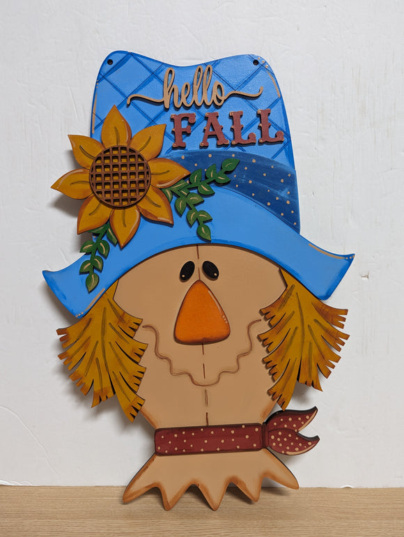 Fall scarecrow 3D door hanger, wreath sign