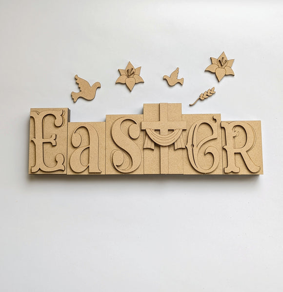 Easter with cross 3D word block