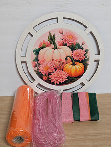 Pink pumpkin wreath rail - KIT