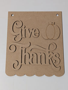 Give Thanks 3D wreath sign