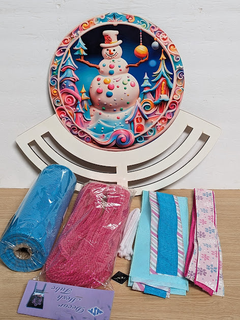 Playful snowman wreath rail - KIT