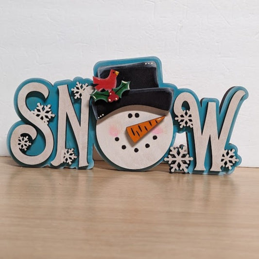 SNOW Snowman 3D Winter word block