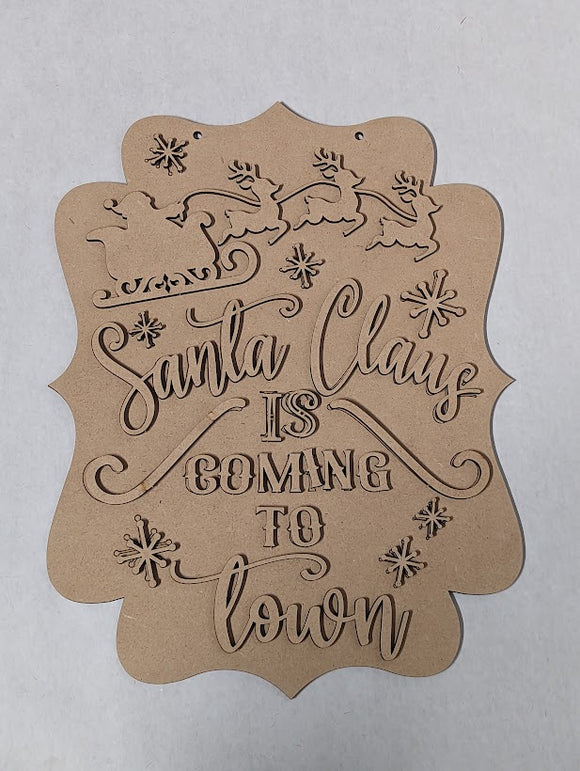 Santa Claus is coming to town 3D wreath sign
