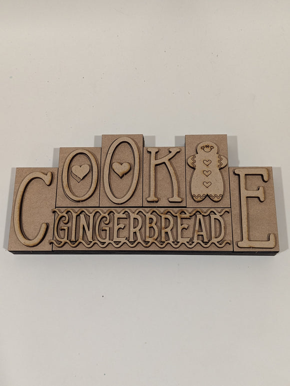 Gingerbread Cookie 3D word block
