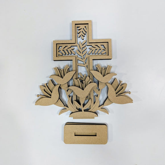 Cross with Lilies 3D stand