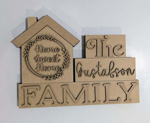 The Home Sweet Home Family 3D word block