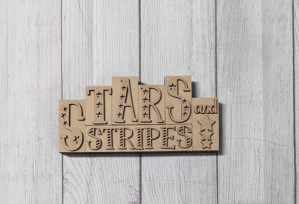 Stars & Stripes 3D word block