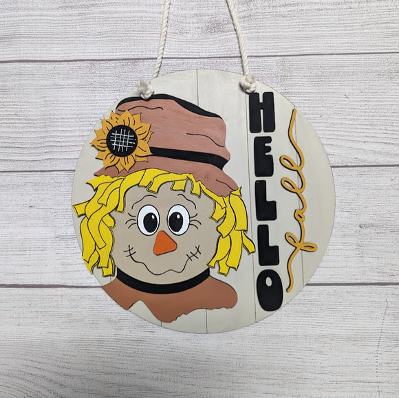 Hello Fall Scarecrow 3D sign