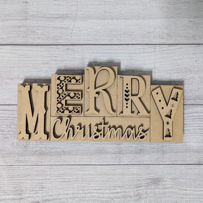 Merry Christmas 3D word block