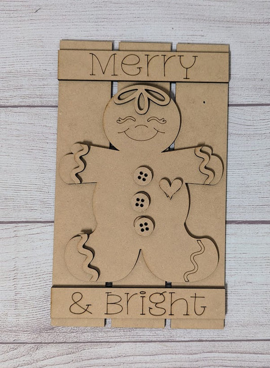 Merry & Bright gingerbread pallet 3D sign