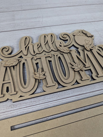 hello Autumn 3D Word Art