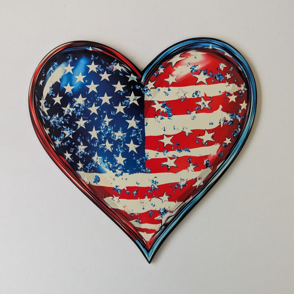 Patriotic Heart flag wreath sign