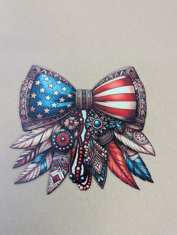 Boho Patriotic Bow wreath sign
