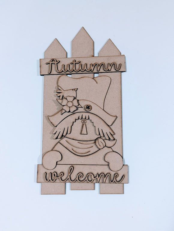 Autumn Welcome fence 3D sign