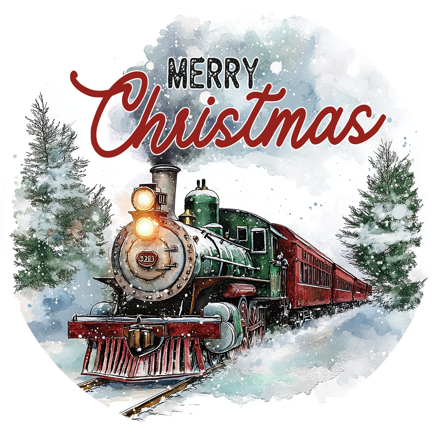 Merry Christmas train wreath sign