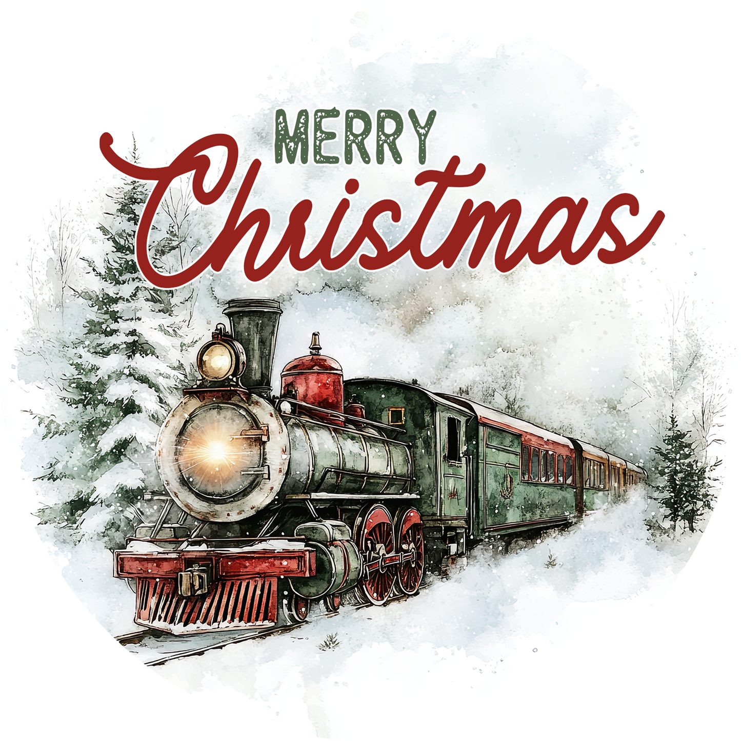 Merry Christmas train wreath sign