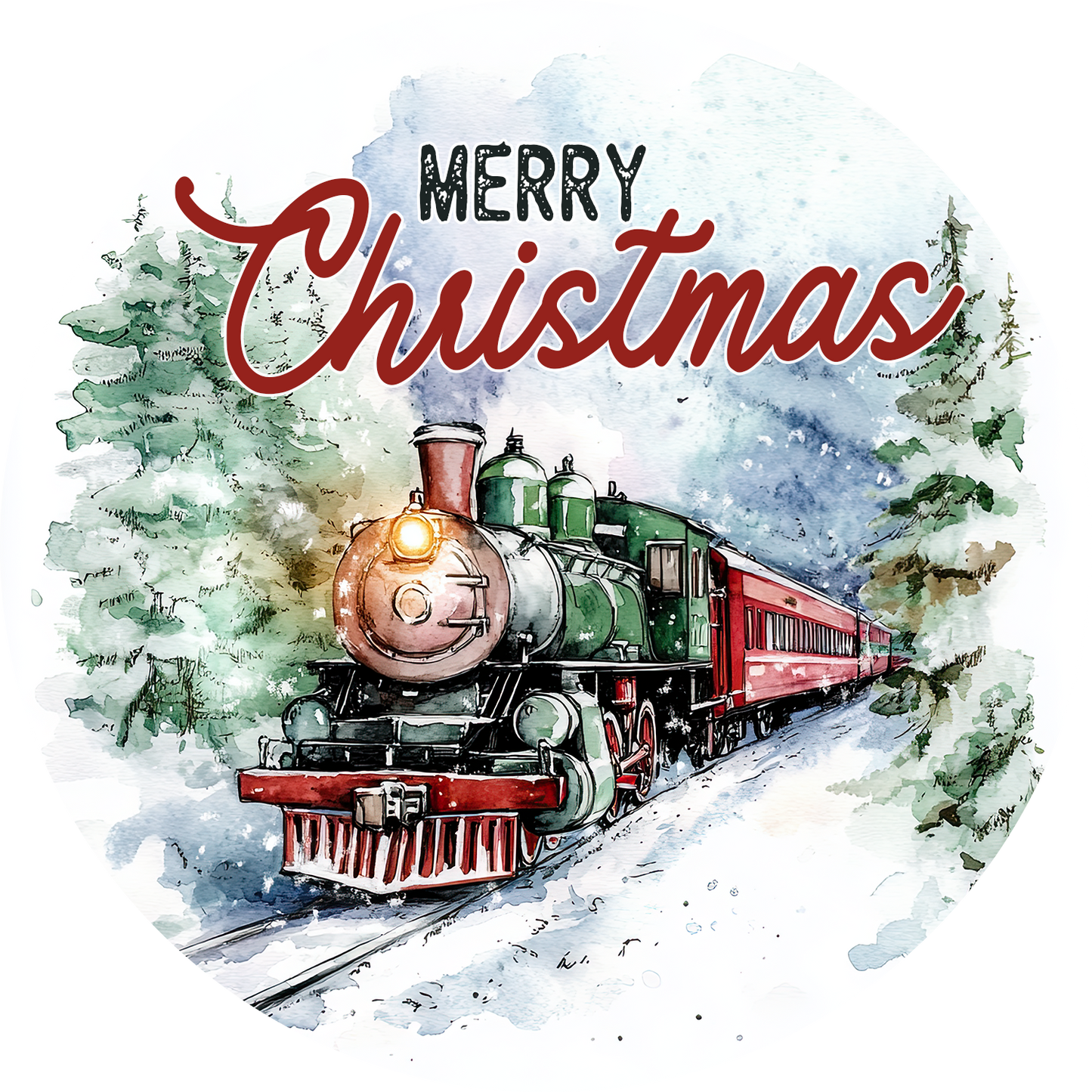 Merry Christmas train wreath sign