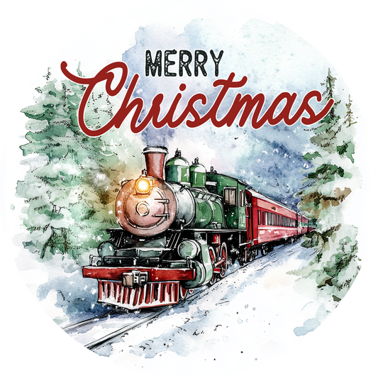 Merry Christmas train wreath sign