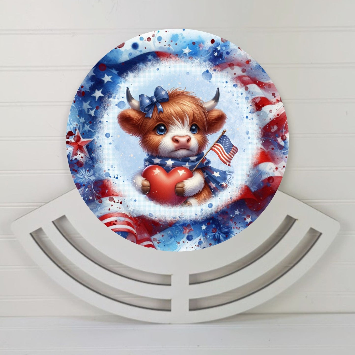 Patriotic Cow Wreath rail