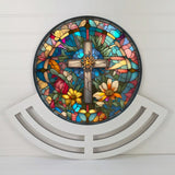Stained glass cross Wreath rail