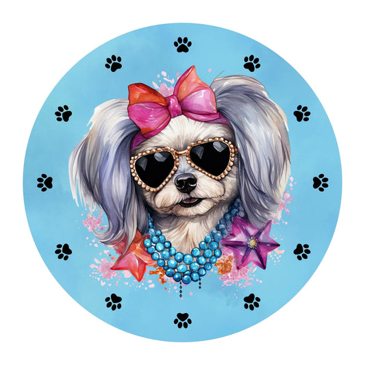 Dog wreath sign - Pink or blue