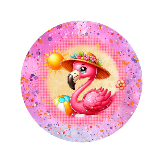 Summer flamingo wreath sign