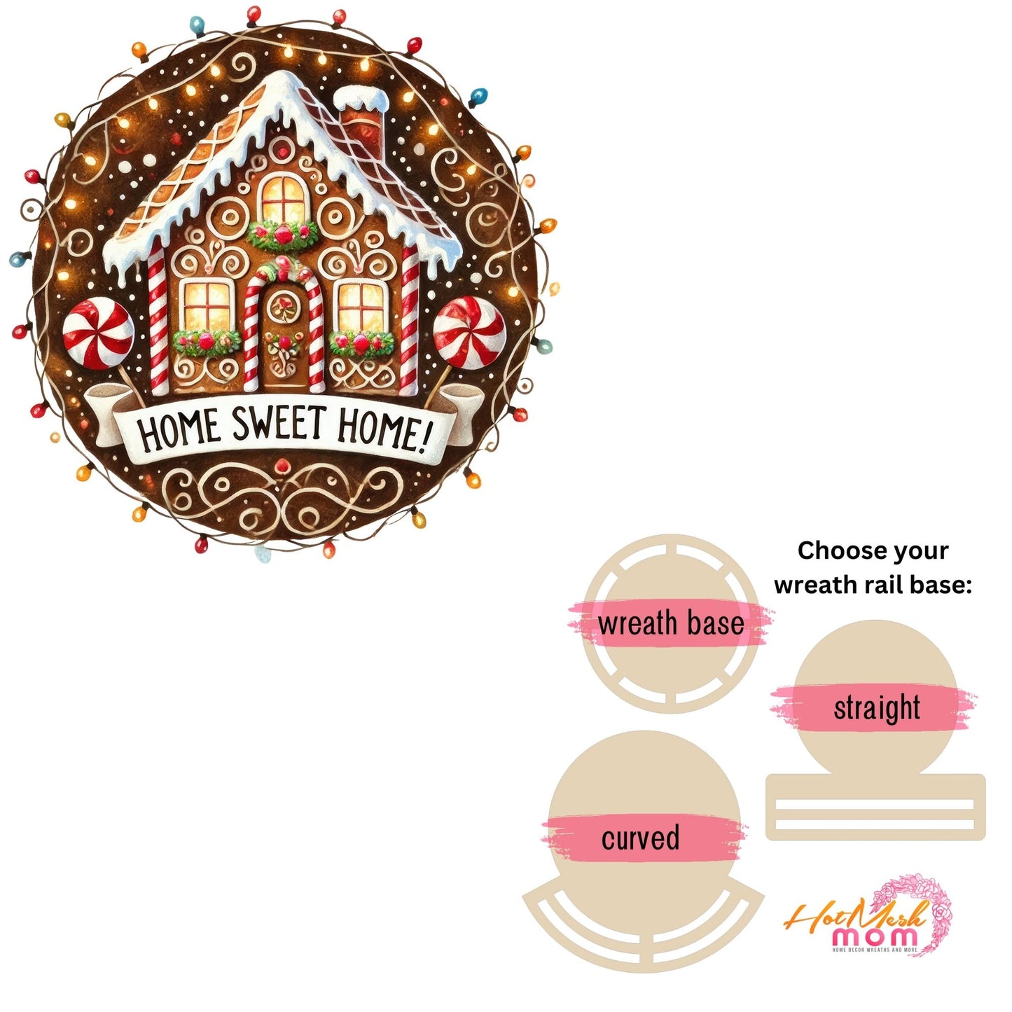 Home Sweet Home gingerbread house Wreath rail