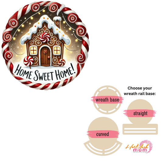 Home Sweet Home gingerbread house Wreath rail