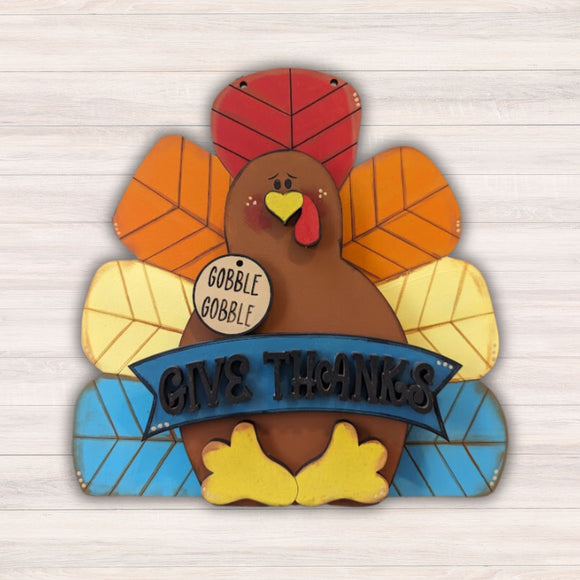 Give Thanks turkey 3D hanging sign