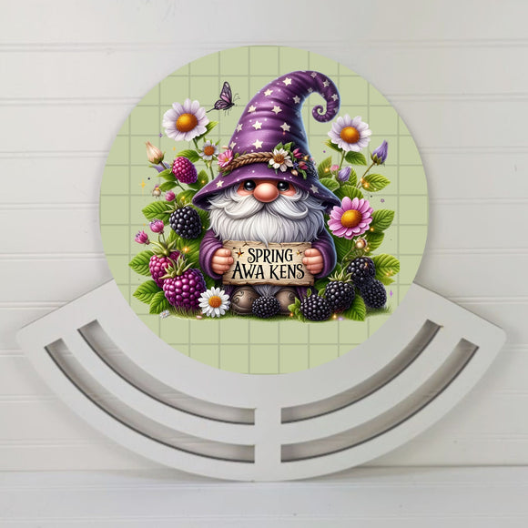 Spring Gnome with berries Wreath rail