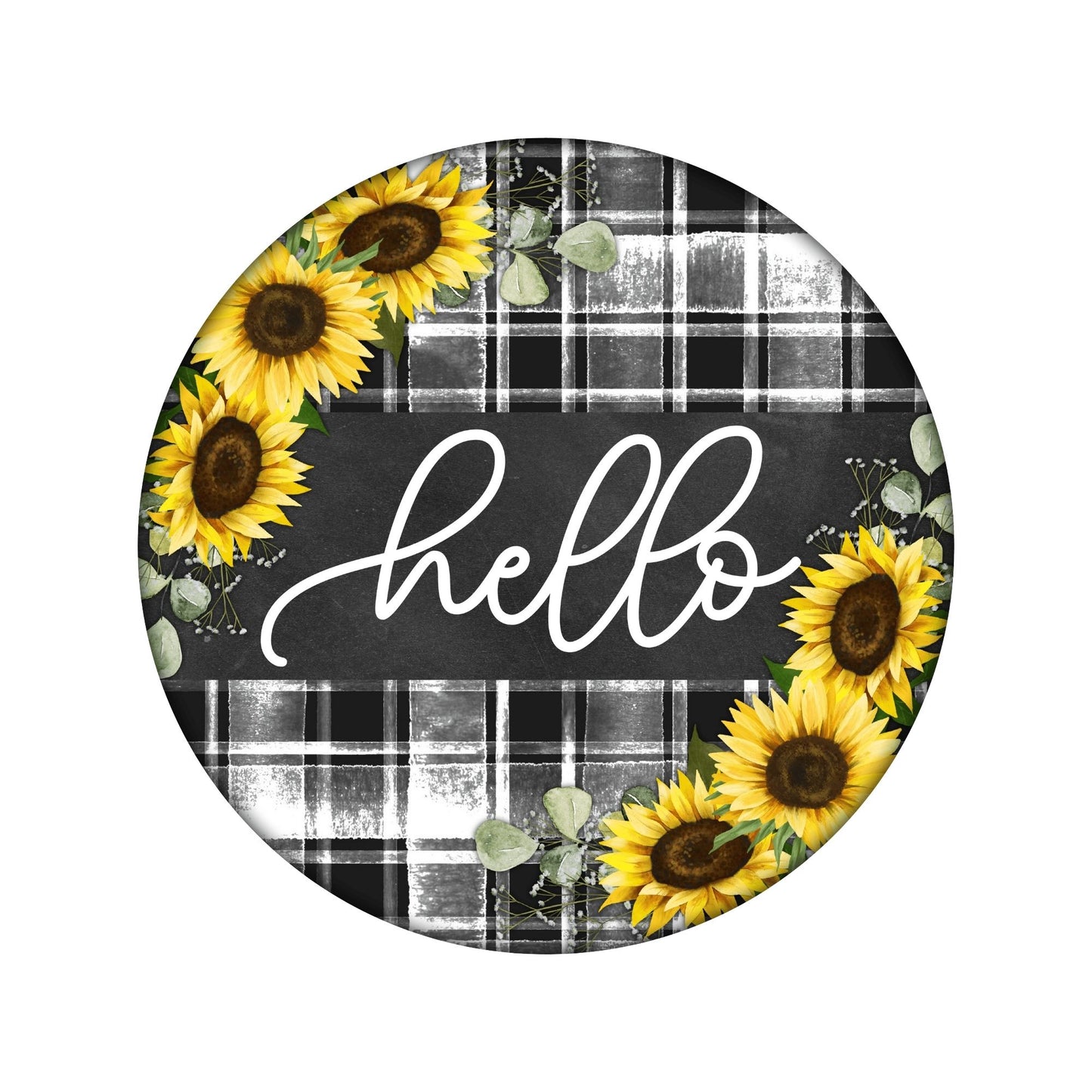 Hello sunflowers wreath sign