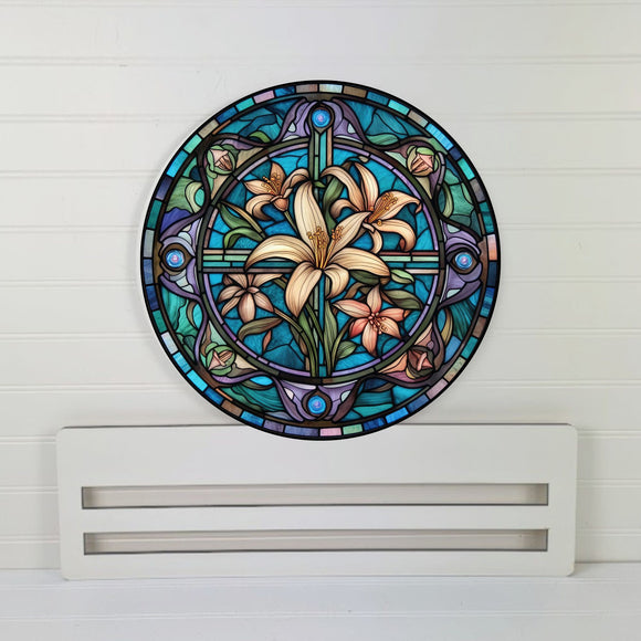 Stained glass lily Wreath rail