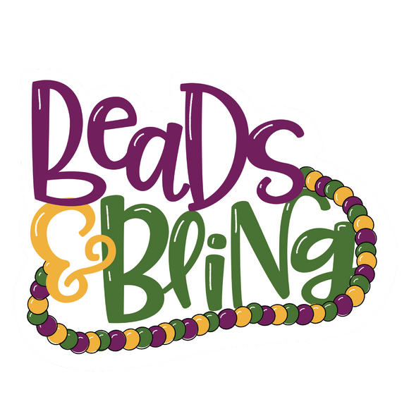 Mardi Gras Beads & Bling wreath sign