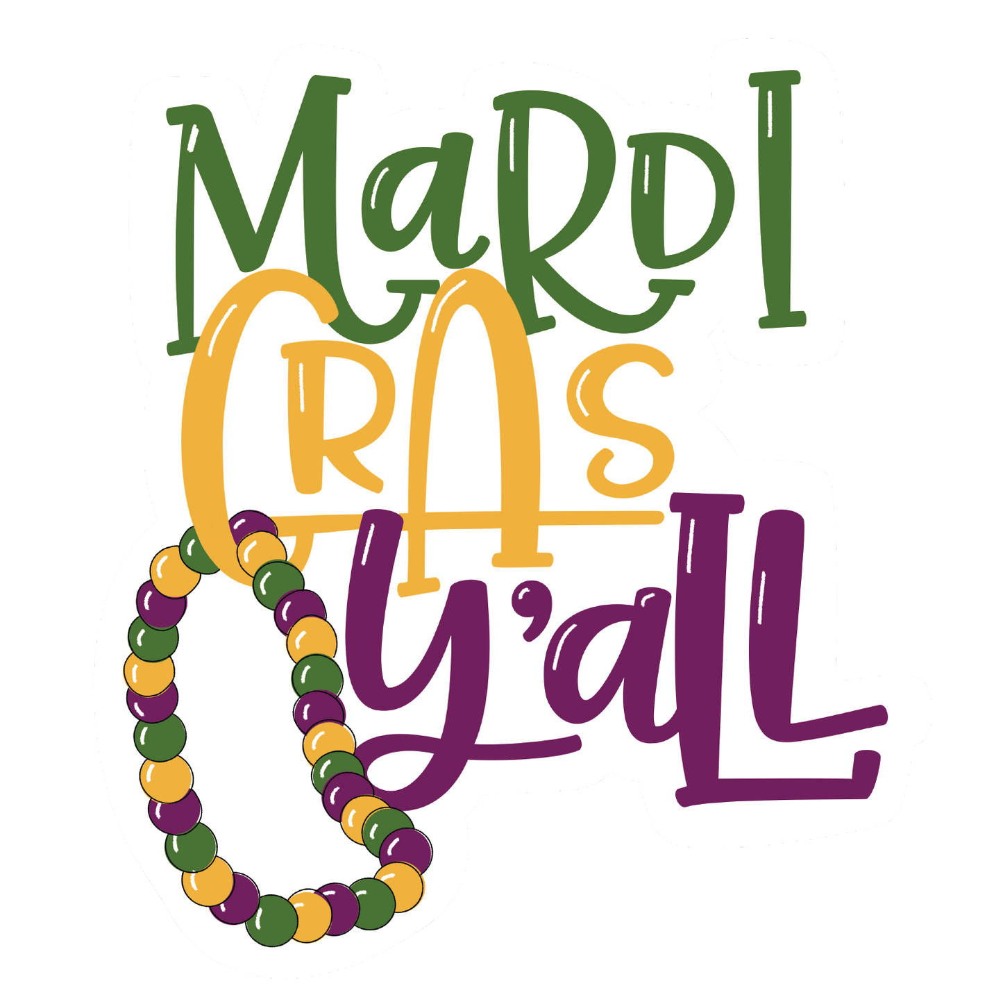 Mardi Gras Y'all wreath sign