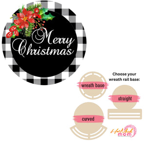 Merry Christmas Poinsettia Wreath rail