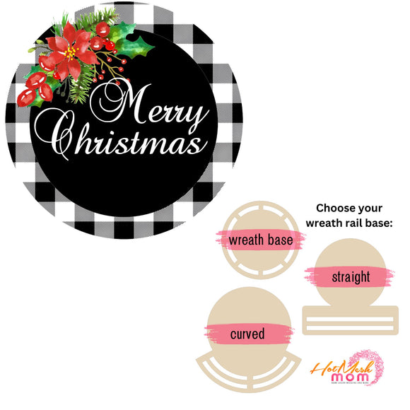 Merry Christmas Poinsettia Wreath rail