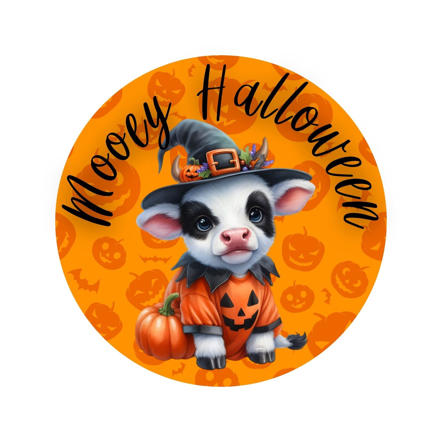 Mooey Halloween cow wreath sign